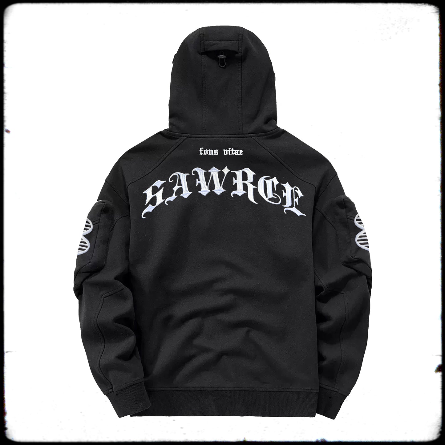 White SAWRCE | Black Utility Hoodie